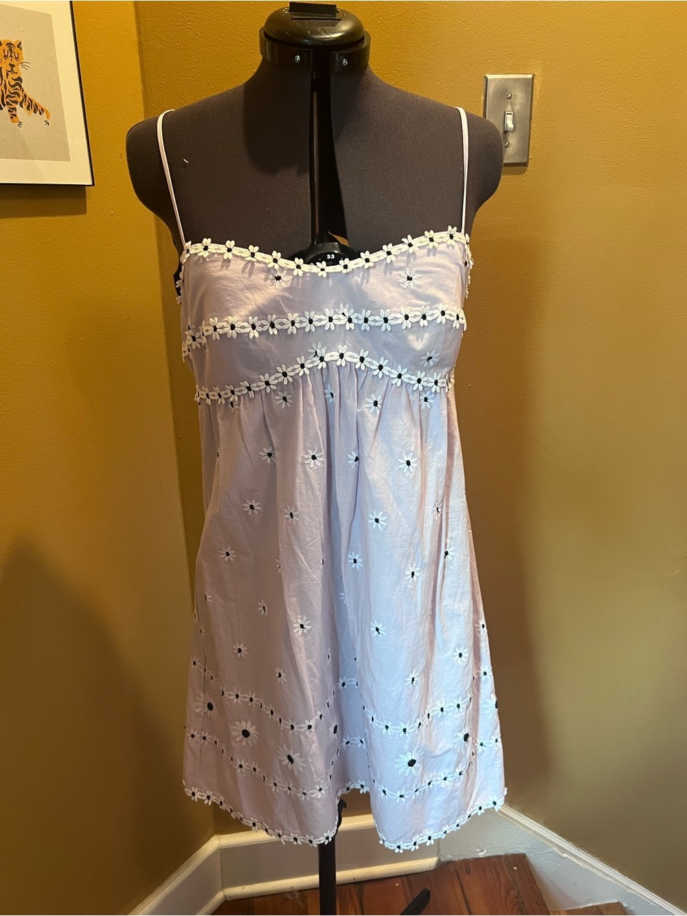 Moda International Lavender Daisy-Trim Mini Dress